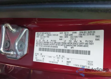 2014 Ford Escape Se из США, поврежденный, VIN 1FMCU0GX2EUE44559